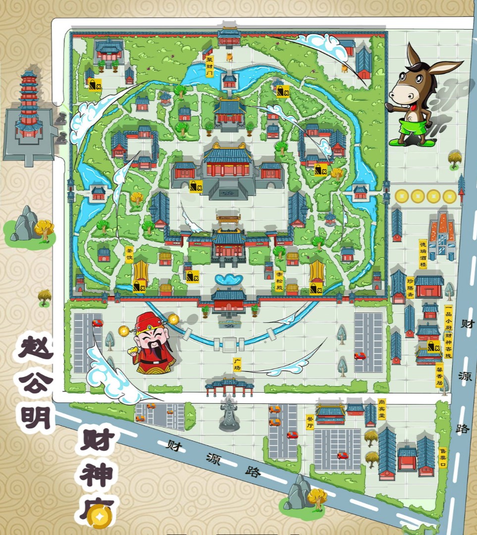 双江寺庙类手绘地图